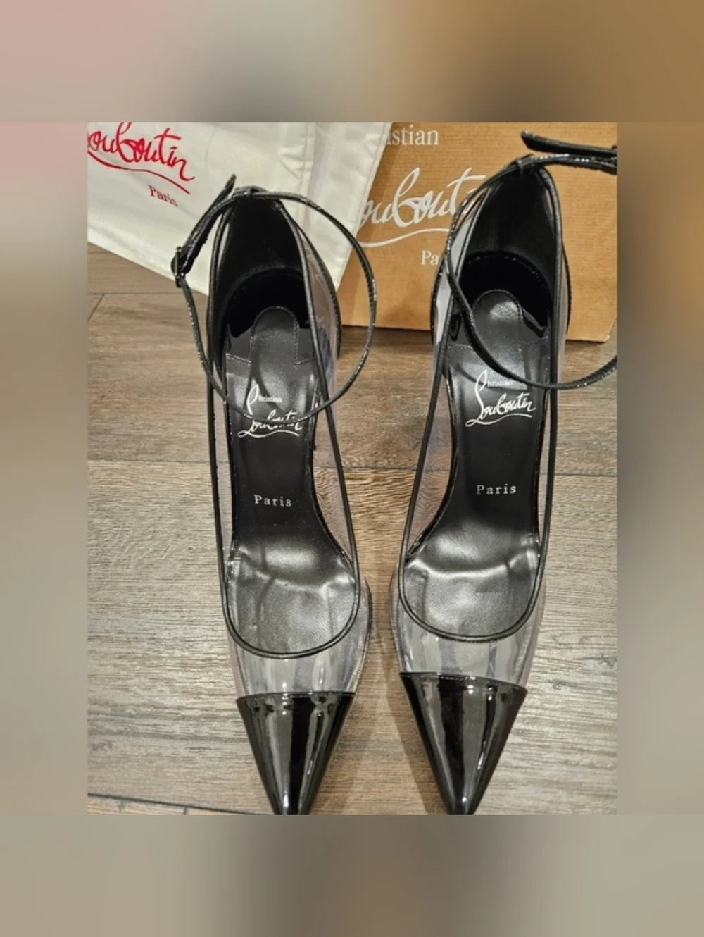 CHRISTIAN LOUBOUTIN Debout Condora 100 PVC Patent Pumps 40 NWT Black - Picture 5 of 12